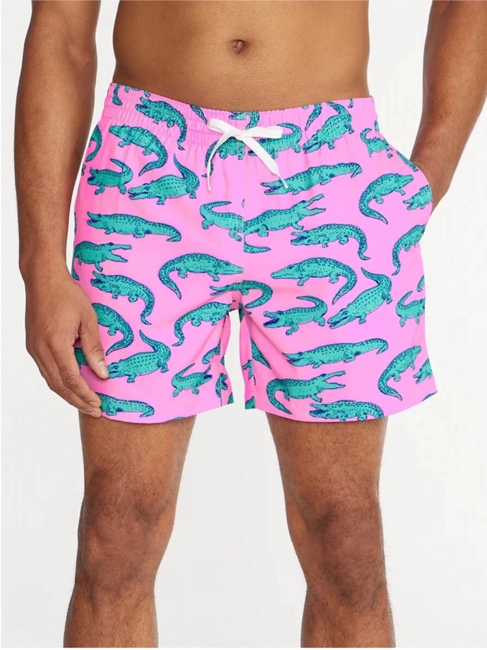 Chubbies Men's Pink Alligator Print Swim Shorts, small